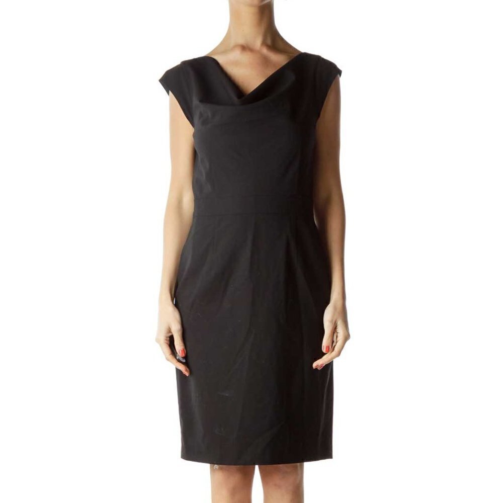 Banana Republic Black Cowl Neck Wool Dress
